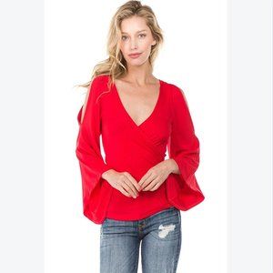 VaVa by Joy Han Cold Shoulder Top with Bell Sleeve